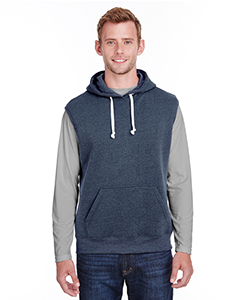 J America Adult Triblend Fleece Sleeveless Hooded Sweatshirt. JA8877
