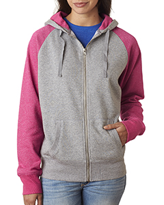 J America Ladies' Glitter French Terry Contrast Full-Zip Hood. JA8868
