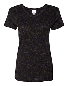 J America Ladies' Glitter V-Neck T-Shirt. JA8136