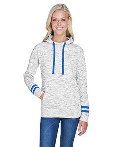 J America Ladies' Melange Scuba Neck Sweatshirt. JA8674
