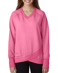 J America Ladies' Oasis Wash Criss-Cross V-Neck. JA8666