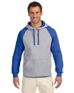 Jerzees Adult 8 oz. NuBlend® Colorblock Raglan Pullover Hood. 96CR
