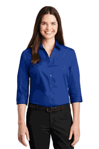 Port Authority® Ladies 3/4-Sleeve Carefree Poplin Shirt. LW102