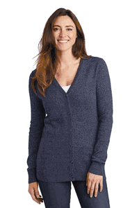 Port Authority Ladies Marled Cardigan Sweater. LSW415