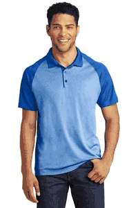 Sport-Tek  PosiCharge  RacerMesh  Raglan Heather Block Polo. ST641