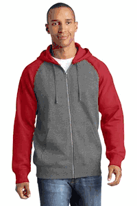 Sport-Tek Raglan Colorblock Full-Zip Hooded Fleece Jacket. ST269