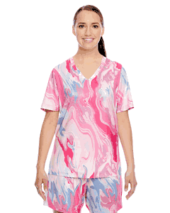 Team 365 Ladies' Short-Sleeve V-Neck Tournament Sublimated Pink Swirl Jersey. TT12W