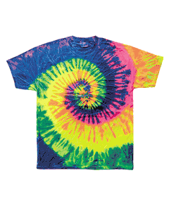 Tie-Dye Adult 5.4 oz., 100% Cotton T-Shirt. (NEON RAINBOW) CD100