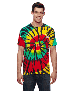 Tie-Dye Adult 5.4 oz., 100% Cotton T-Shirt. (RASTA WEB) CD100