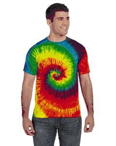 Tie-Dye Adult 5.4 oz., 100% Cotton T-Shirt. (REACTIVE RAINBOW) CD100