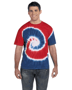 Tie-Dye Adult 5.4 oz., 100% Cotton T-Shirt. (SPIRAL ROY/ RED) CD100