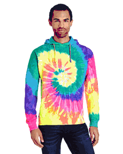 Tie-Dye Adult 8.5 oz. Tie-Dyed Pullover Hood. (NEON RAINBOW) CD877