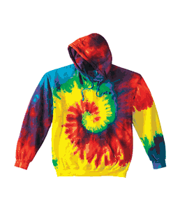 Tie-Dye Adult 8.5 oz. Tie-Dyed Pullover Hood. (REACTIVE RAINBOW) CD877