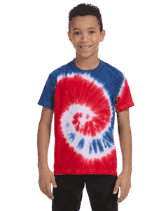 Tie-Dye Youth 5.4 oz. 100% Cotton T-Shirt. (SPIRAL ROY/ RED) CD100Y