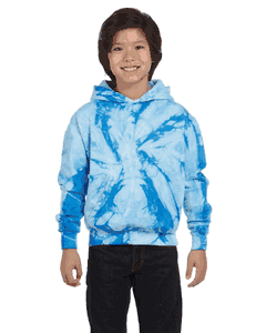 Tie-Dye Youth 8.5 oz. Tie-Dyed Pullover Hooded Sweatshirt. (SPIDER BABY BLUE) CD877Y