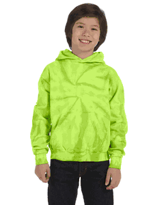 Tie-Dye Youth 8.5 oz. Tie-Dyed Pullover Hooded Sweatshirt. (SPIDER LIME) CD877Y