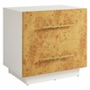 Abel 2-Drawer Burl Wood Nightstand in White Bleached Burl