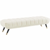 Adept Upholstered Velvet Bench in Ivory