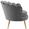 Admire Scalloped Edge Performance Velvet Accent Armchair in Gray