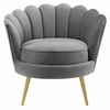 Admire Scalloped Edge Performance Velvet Accent Armchair in Gray