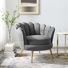 Admire Scalloped Edge Performance Velvet Accent Armchair in Gray