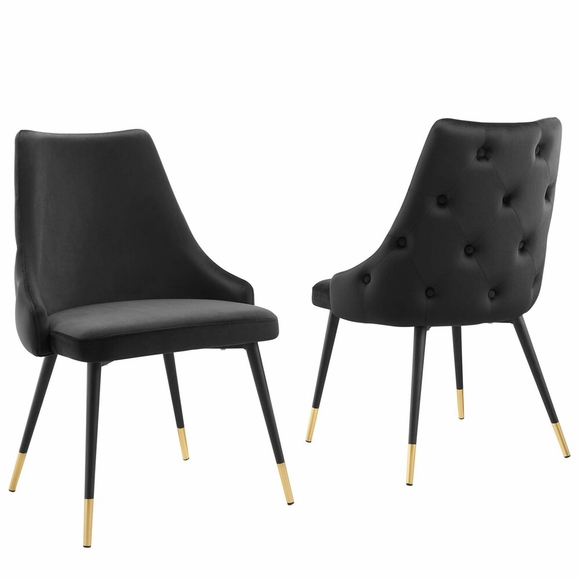 Adorn Dining Side Chair Performance Velvet Set of 2 in Black