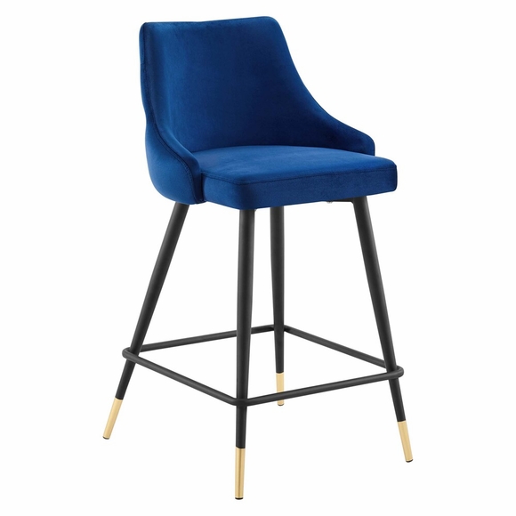 Adorn Performance Velvet Counter Stool in Navy