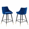 Adorn Performance Velvet Counter Stool Set of 2 in Navy