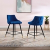 Adorn Performance Velvet Counter Stool Set of 2 in Navy