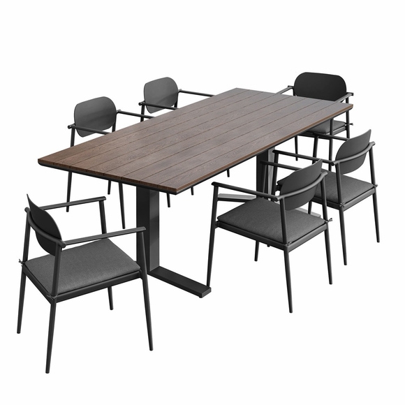 Aeris 7-Piece Outdoor Patio Aluminum Dining Set