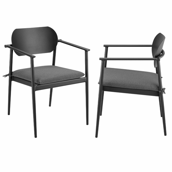 Aeris Stackable Outdoor Patio Aluminum Dining Armchair Set of 2