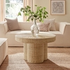 Ainsley 32 Inch Round Natural Rattan Coffee Table in Natural