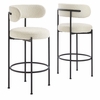 Albie Boucle Fabric Bar Stools Set of 2 in Ivory Black