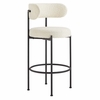 Albie Boucle Fabric Bar Stools Set of 2 in Ivory Black