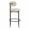 Albie Boucle Fabric Bar Stools Set of 2 in Ivory Black