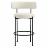 Albie Boucle Fabric Bar Stools Set of 2 in Ivory Black