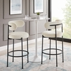 Albie Boucle Fabric Bar Stools Set of 2 in Ivory Black