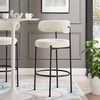 Albie Boucle Fabric Bar Stools Set of 2 in Ivory Black