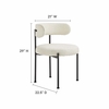 Albie Boucle Fabric Dining Chairs Set of 2 in Ivory Black