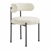 Albie Boucle Fabric Dining Chairs Set of 2 in Ivory Black