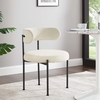 Albie Boucle Fabric Dining Chairs Set of 2 in Ivory Black