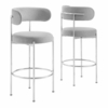 Albie Fabric Bar Stools Set of 2 in Gray Silver