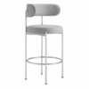 Albie Fabric Bar Stools Set of 2 in Gray Silver