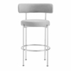 Albie Fabric Bar Stools Set of 2 in Gray Silver