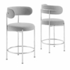 Albie Fabric Counter Stools Set of 2 in Gray Silver