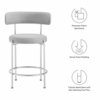Albie Fabric Counter Stools Set of 2 in Gray Silver