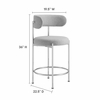 Albie Fabric Counter Stools Set of 2 in Gray Silver