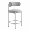 Albie Fabric Counter Stools Set of 2 in Gray Silver
