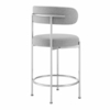 Albie Fabric Counter Stools Set of 2 in Gray Silver