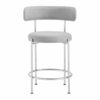 Albie Fabric Counter Stools Set of 2 in Gray Silver
